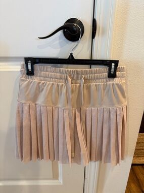 Pleated Mesh Mini Skirt in Blush